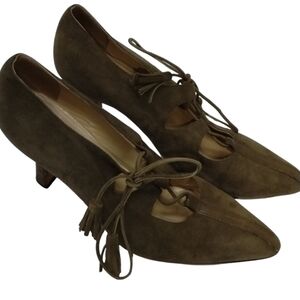 Manolo Blahnik vintage olive suede lace up size eu38 1/2